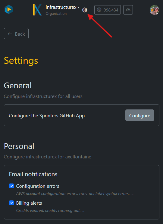 Sprinters Notification Settings