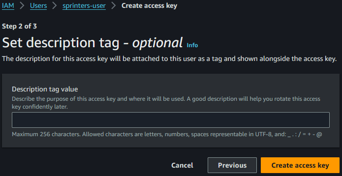 AWS Console access key creation