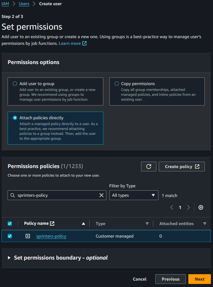 AWS Console user policy