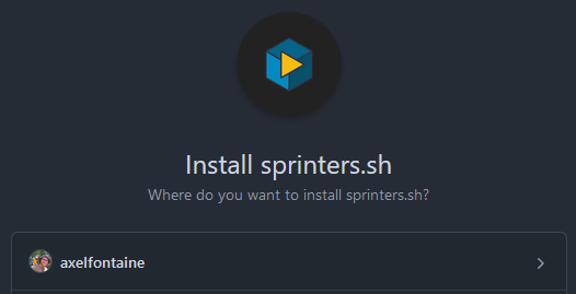 Sprinters GitHub App installation