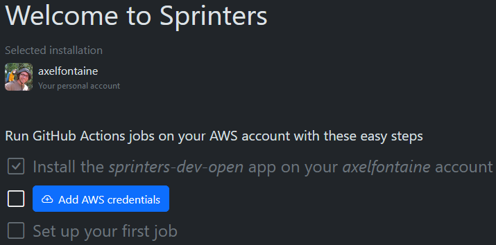 Sprinters GitHub App installed